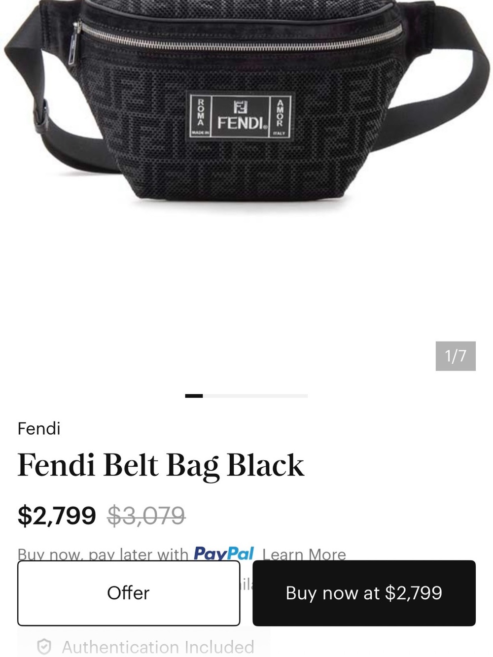 Fendi Black Mesh Belt Bag with Logo Patch - Picture 4 of 4